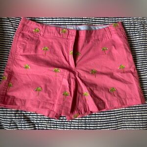 Crown & Ivy Pink Embroidery Palm Tree Caroline Shorts. Size 16. New Without Tags